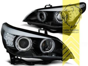 CCFL Angel Eyes Scheinwerfer für BMW E60 Limo E61 Touring schwarz XENON 03-04 8 CCFL Angel Eyes Scheinwerfer für BMW E60 Limo E61 Touring schwarz XENON 03-04 - Image 4