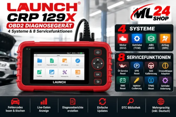 LAUNCH CRP 129X OBD2 Diagnosegerät mit 4-System-Diagnose und 8 Servicefunktionen