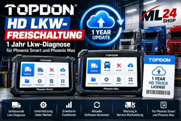 TOPDON HD LKW-Freischaltung – 1 Jahr | ML24 TOPDON HD LKW-Freischaltung 1 Jahr für Phoenix Smart und Phoenix Max Diagnosegeräte