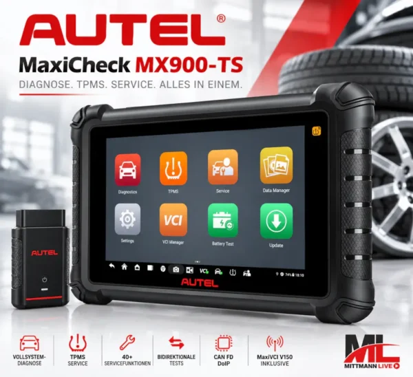 Autel MaxiCheck MX900-TS – TPMS Diagnosegerät mit MaxiVCI V150 Autel MaxiCheck MX900-TS TPMS Diagnosegerät mit MaxiVCI V150 | ML24