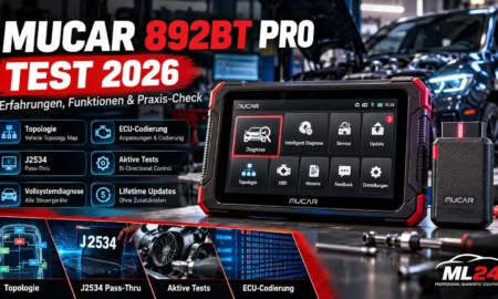 MUCAR 892BT Pro Test 2026 mit J2534, Topologie und ECU-Codierung