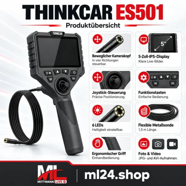 THINKCAR ES501 – Kfz-Endoskop mit 360°-Schwenkkopf und 5-Zoll-Display 6 thinkcar es501 2