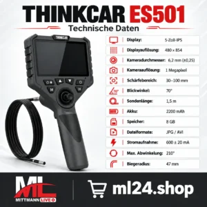 THINKCAR ES501 – Kfz-Endoskop mit 360°-Schwenkkopf und 5-Zoll-Display 9 THINKCAR ES501 – Kfz-Endoskop mit 360°-Schwenkkopf und 5-Zoll-Display – Bild 3